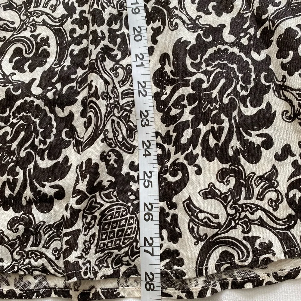 Grace Elements Floral Paisley Linen Skirt Brown & white sz 6